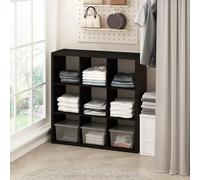 Furinno Cubic Organizador De 9 Cubos con Estantes Abiertos Y Estructura Extra Gruesa, para Dormitorio Y Sala De Estar, Roble Oscuro