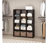 Furinno Cubic Organizadores de Armario, Organizador de 12 Cubos, estantes Abiertos, Estructura Extra Gruesa para Dormitorio y Sala de Estar, Roble Oscuro