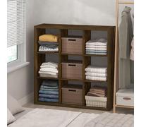 Furinno Cubic Organizadores de Armario, Organizador de 9 Cubos, estantes Abiertos, Estructura Extra Gruesa para Dormitorio y Sala de Estar, Color Pino ámbar