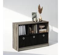 Furinno Cubic Organizadores y Almacenamiento para Clóset, Organizador de Clóset de 6 Cubos con Cajas, Almacenamiento de Clóset con Estantes Abiertos, Roble Francés/Negro