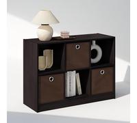 Furinno Cubic Organizadores y Almacenamiento para Clóset, Organizador de Clóset de 6 Cubos con Cajas, Almacenamiento de Clóset con Estantes Abiertos, Nogal Oscuro
