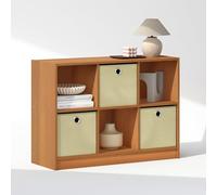 Furinno Cubic Organizadores y Almacenamiento para Clóset, Organizador de Clóset de 6 Cubos con Cajas, Almacenamiento de Clóset con Estantes Abiertos, Cerezo Claro/Marfil