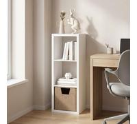 Furinno Cubicle 3 Cubos Estantería Marco Grueso, librero Reversible Horizontal y verticalmente, 37,1 x 40,4 x 111,76 cm, para Sala de Estar, Dormitorio, Oficina en casa, Blanco Liso