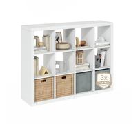 Furinno Cubicle Estantería 12 Cubos Triple Grosor Organizador 15.3 X 57.4 X 43.3 para Sala Dormitorio Oficina Blanco