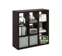 Furinno Cubicle Estantería 9 Cubos Organizador Marco Triple 15.4 X 43.8 X 43.4 para Oficina Sala Roble Negro