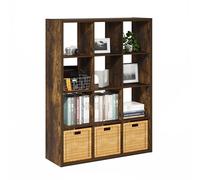 Furinno Cubicle Estantería De 12 Cubos De Grosor, Reversible, con Parte Trasera Abierta, 14,6 X 43,8 X 58, para Salón, Dormitorio Y Oficina En Casa, Color Pino Ámbar