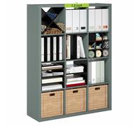 Furinno Cubicle Estantería De 12 Cubos De Grosor, Reversible, con Parte Trasera Abierta, 14,6 X 43,8 X 58, para Salón, Dormitorio Y Oficina En Casa, Color Verde Salvia