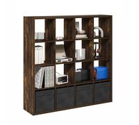 Furinno Cubicle Estantería De 16 Cubos con Marco Grueso, Reversible, con Parte Trasera Abierta, 14,6 X 57,8 X 58, para Salón, Dormitorio Y Oficina En Casa, Color Pino Ámbar