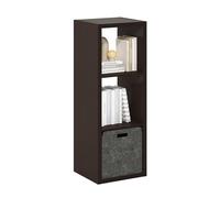 Furinno Cubicle Estantería De 3 Cubos con Marco Grueso, Reversible Horizontal Y Verticalmente con Parte Trasera Abierta, 14,6 X 15,9 X 44, para Salón, Dormitorio Y Despacho, Roble Oscuro Negro