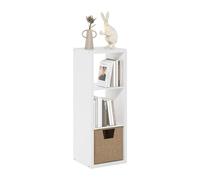 Furinno Cubicle Estantería De 3 Cubos con Marco Grueso, Reversible Horizontal Y Verticalmente con Parte Trasera Abierta, 14,6 X 15,9 X 44, para Salón, Dormitorio Y Oficina En Casa, Color Blanco