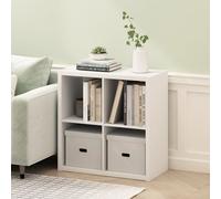Furinno CUBICLE - Estantería para libros, estantería de 4 cubos, marco extra grueso reversible con respaldo abierto, 37,1 cm x 76,2 cm x 76,2 cm, para sala de estar, dormitorio, oficina en casa, color