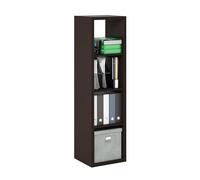 Furinno Cubicle Estantería Vertical De 4 Cubos con Marco Grueso, Reversible con Parte Trasera Abierta, 14,6 X 15,9 X 58, para Sala, Dormitorio Y Oficina, Roble Oscuro Negro