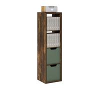 Furinno Cubicle Estantería Vertical De 4 Cubos con Marco Grueso, Reversible con Parte Trasera Abierta, 14,6 X 15,9 X 58, para Sala, Dormitorio Y Oficina, Color Pino Ámbar