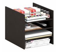 Furinno Cubicle Inserto para Cubo, Organizador de Cubos de 3 estantes, Accesorio de repisa de 3 Niveles, Compatible con Furinno Triple Thick Cubes y IKEA Kallax, Negro Roble Oscuro