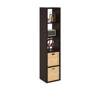 Furinno Cubicle Organizador de Almacenamiento de Cubo Vertical Decorativo con Espalda Abierta, 5 Cubos, Roble Oscuro