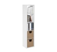 Furinno Cubicle Organizador de Almacenamiento de Cubo Vertical Decorativo con Espalda Abierta, 5 Cubos, Blanco