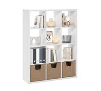 Furinno Cubicle Organizador de Almacenamiento de Cubos Decorativos con Espalda Abierta, 12 Cubos, Blanco