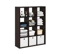 Furinno Cubicle Organizador de Almacenamiento de Cubos Decorativos con Espalda Abierta, 12 Cubos, Roble Oscuro