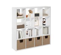 Furinno Cubicle Organizador de Almacenamiento de Cubos Decorativos con Espalda Abierta, 16 Cubos, Blanco