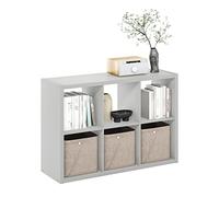 Furinno Cubicle - Organizador de Almacenamiento Decorativo con Parte Trasera Abierta, 6 Cubos, Gris Claro