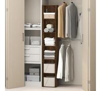 Furinno Cubicle Organizador de Armario de 6 Niveles, Organizador de Armario con estantes Abiertos, para Dormitorio y Sala de Estar, Color Pino ámbar