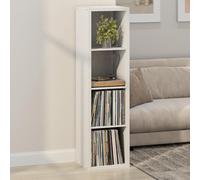 Furinno Cubicle Record Player Stand with Vinyl Storage, 4-Cube 1.2 Extra Thick Vinyl Record Storage, Open Back Media Shelf for CD DVD Blueray Game Disc, for Living Room, Home Office, White