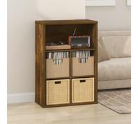 Furinno Cubicle Record Player Stand with Vinyl Storage, 5-Cube 1.2 Extra Thick Vinyl Record Storage, Open Back Media Shelf for CD DVD Blueray Game Disc, for Living Room, Home Office, Amber Pine