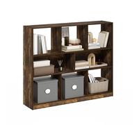 Furinno DALY Librería Horizontal de 3 Niveles con 8 Cubos, Estantería, Organizador de Almacenamiento, Ancho 47, Pino Ámbar