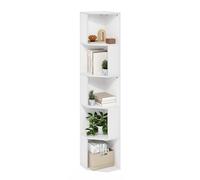 Furinno Econ 5 Niveles Estantería de Esquina Independiente, estantería para Libros, Blanco
