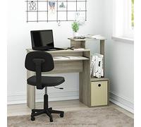 Furinno ECON - Escritorio para 40 Juegos con Bandeja para Teclado, Escritorio para computadora, Escritorio de Oficina con estantes Laterales y contenedor de Almacenamiento para Oficina en casa, Sala