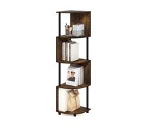 Furinno ECON Estantería Esquinera De 4 Niveles con Estantes En Zigzag, Ideal para Organizar Y Almacenar En Sala De Estar Y Oficina En Casa, Color Pino Ámbar