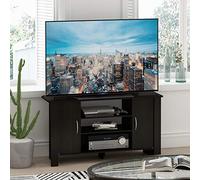 Furinno ECON Mueble para TV, 4 Niveles, Estante Ajustable, Espresso Negro | TV hasta 116,8 cm, Fondo Abierto, Almacenamiento con Puertas, Centro de Entretenimiento, Consola, Sala de Estar, Dormitorio