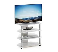 Furinno Econ Soporte 4 Niveles para TV de hasta 25 Pulgadas de Fácil Montaje, Madera, Blanco Roble, Engineered Wood, 37.1 x 58.9 x 60.2cm