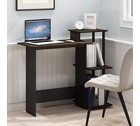 Furinno EFFICIENT - Escritorio de computadora marrón de 73,66 cm, Escritorio de Oficina con 3 estantes Laterales, Escritorio Rectangular de Oficina en casa, Escritorio de Juegos para Oficina en casa