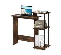 Furinno EFFICIENT para Juegos con 3 Estantes Laterales Abiertos, Ideal para Ordenador Portátil, Oficina En Casa, Estudio O Dormitorio, Color Pino Ámbar.