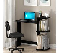 Furinno Escritorio compacto negro de 29 pulgadas para computadora, escritorio para juegos con estantes, escritorio de oficina con estante para libros, para oficina en casa, sala de estudio, dormitorio