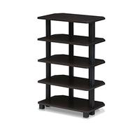 Furinno Estante De Almacenamiento De Esquina De 5 Niveles Turn-N-Tube, Espresso / Negro