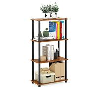 Furinno Estante De Exhibición Cereza ligera/negro Tubos redondos