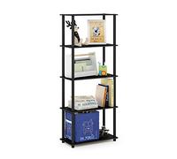 Furinno Estante De Exhibición Multipropósito De 5 Niveles De Giro Y Tubo, Americano / Negro