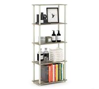 Furinno Estante De Exhibición Multipropósito De 5 Niveles De Giro Y Tubo, Sonoma Roble / Blanco