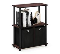 Furinno Estantes de Almacenamiento, Madera, Dark Cherry/Black, Pack de 1