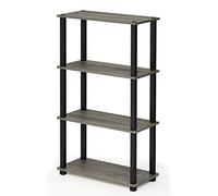 Furinno Estantes sin herramientas Francés Roble Gris/Negro Tubería rectangular