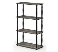 Furinno Estantes sin herramientas Francés Roble Gris/Negro Tubos clásicos