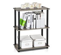 Furinno Estantes sin herramientas Francés Roble Gris/Negro Tubos redondos