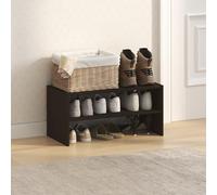 Furinno FANO Zapatero, Organizador de Zapatos de 61 cm de Ancho, apilable, 29.7 × 61.5 × 29.7 cm, para Entrada de Armario, Oficina y Garaje, Roble Oscuro Negro