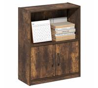 Furinno Gruen - Estantería pequeña de 2 Niveles, estantería con Estante Abierto y Puertas de Almacenamiento, 9.3 x 21.8 x 27 Pulgadas, para organización y Almacenamiento, para Sala de Estar