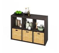 Furinno HERMITE Isla de Cocina, Almacenamiento de Cocina de 6 Cubos, estantería panadera, Isla con Almacenamiento, Roble Negro