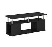 Furinno Jaya Centro de Entretenimiento Soporte de TV con Compartimento de Almacenamiento Abierto, Madera, Americano/Acero Inoxidable, 1 Pack