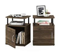 Furinno Jaya diseño utilitario, Mesa Auxiliar, mesita de Noche, Madera de ingeniería, nuez de colombia, Paquete de 2