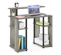 Furinno Jaya Escritorio De Computadora, Madera, Roble francés Gris/Negro, 47.75 x 89.66 x 90.17 cm